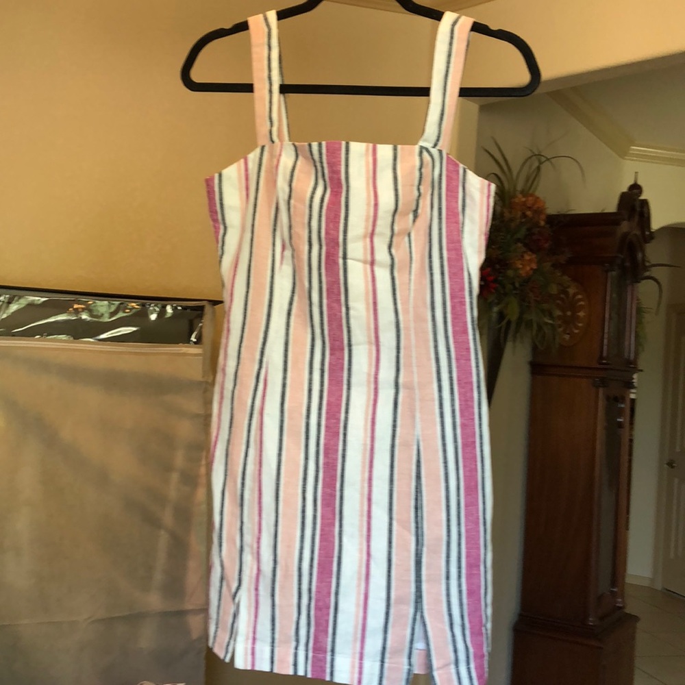 Cream pink strip dress
